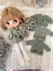 Handmade Outfit for Blythe/Obitsu, Matcha Cardigan Scarf Set