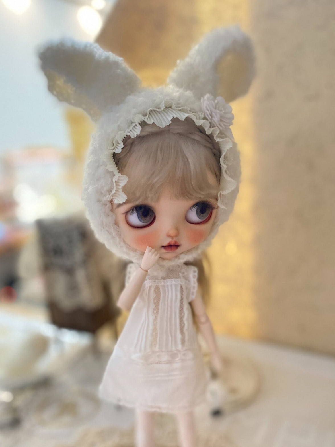 Handmade Outfit for Blythe/Obitsu, Cozy Bunny Knit Set