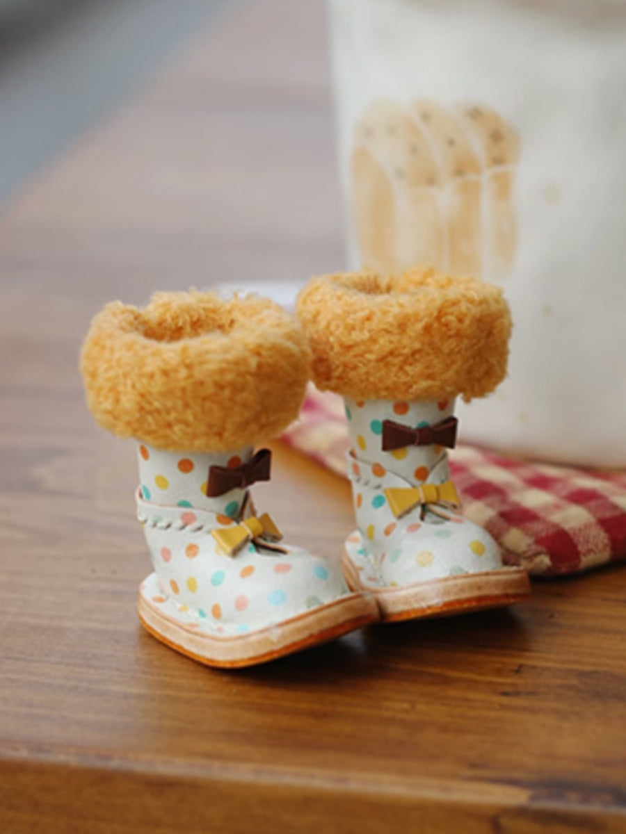 Handmade Shoes for Blythe/Obitsu, Fluffy Bow Boots