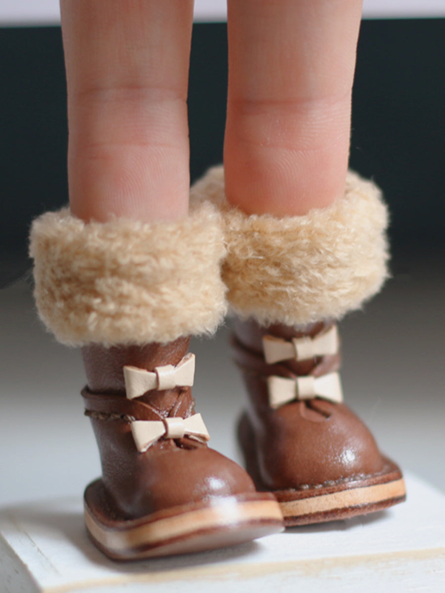Handmade Shoes for Blythe/Obitsu, Fluffy Bow Boots