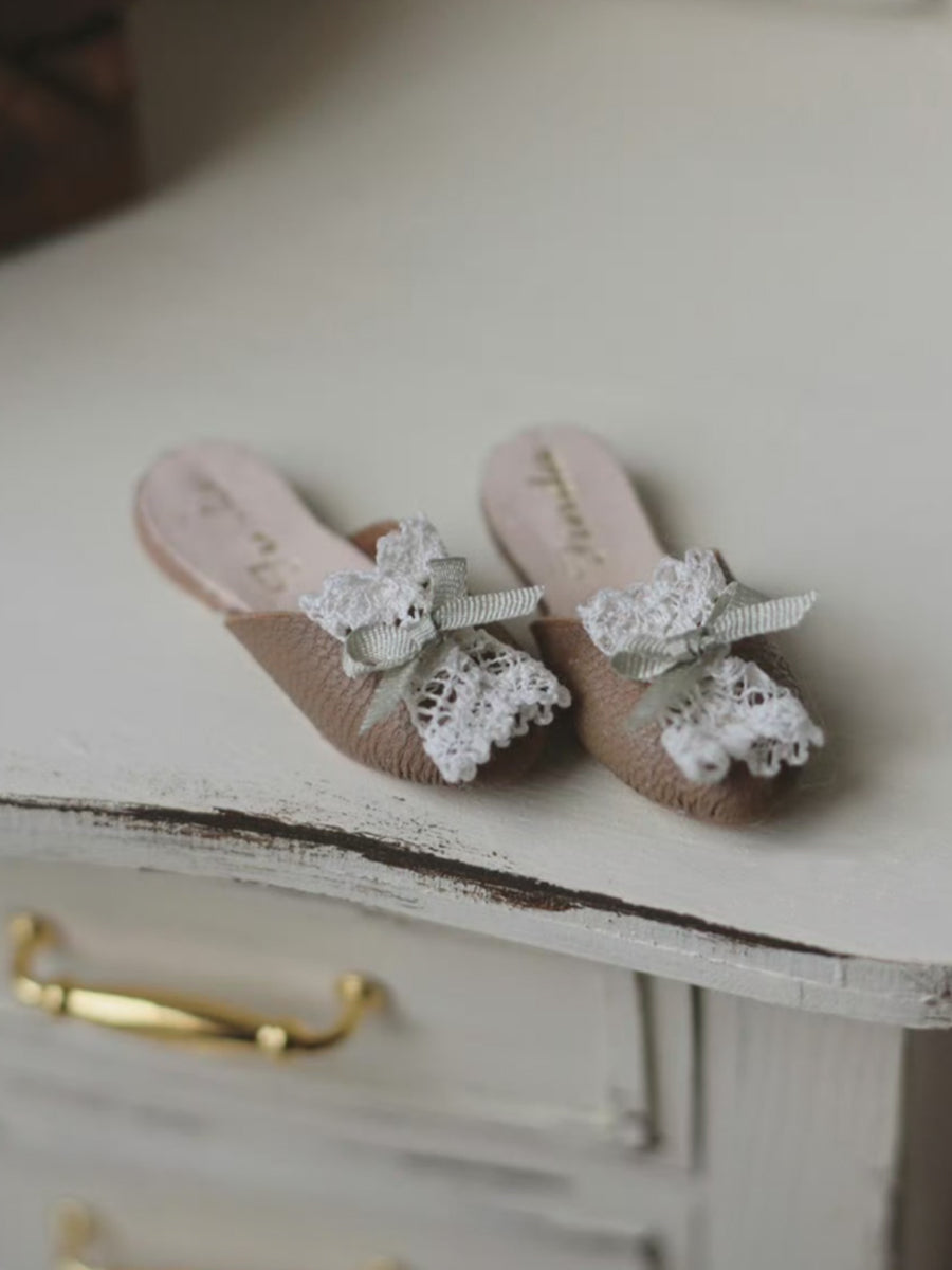 Handmade Shoes for Blythe/ Ob24/ Ob22, Vintage Bow Mules