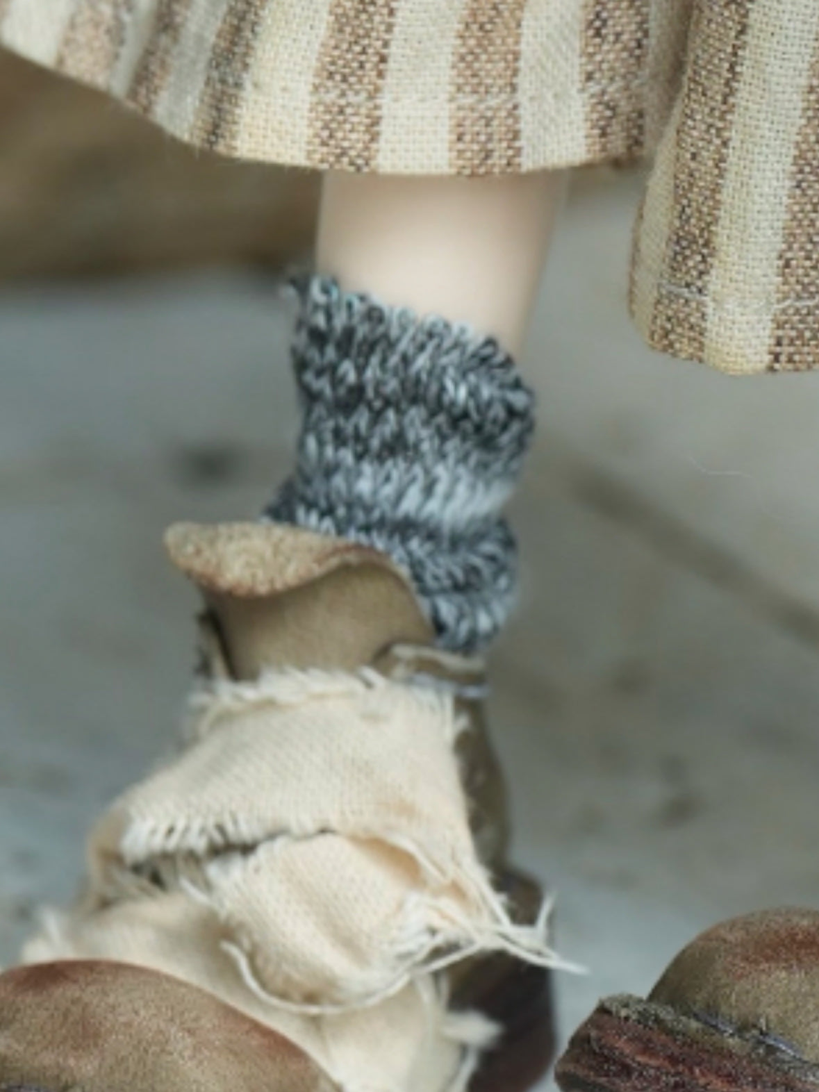 Handmade Shoes for Blythe/Obitsu, Distressed Hobo Round Toe Boots