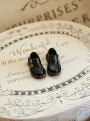 Black Vintage Buckle Monk Blythe Handmade Shoes | ToastDoll