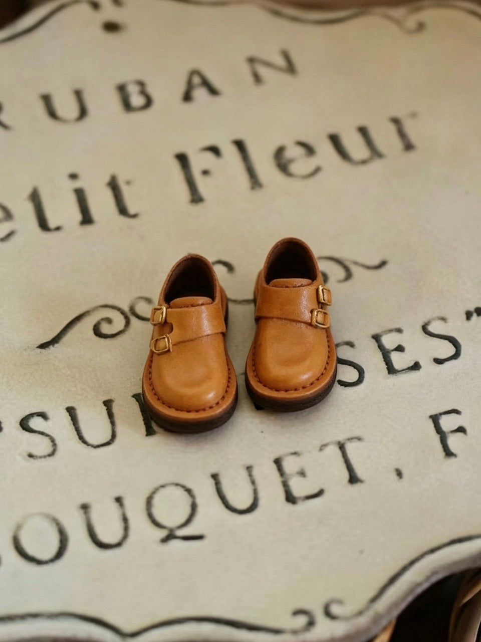 Amber Vintage Buckle Monk Blythe Handmade Shoes | ToastDoll