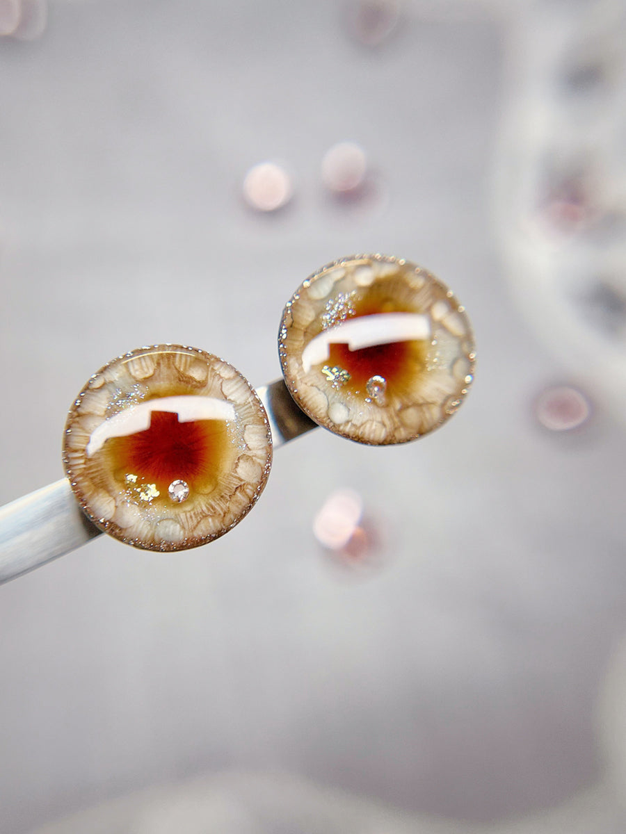 Handmade Blythe Eyechips, Golden-brown Tone, Toffee-hued