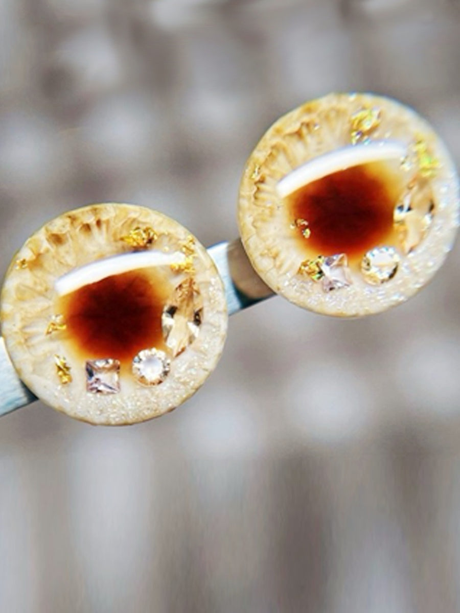 Handmade Blythe Eyechips, Golden-brown Tone, Crystal