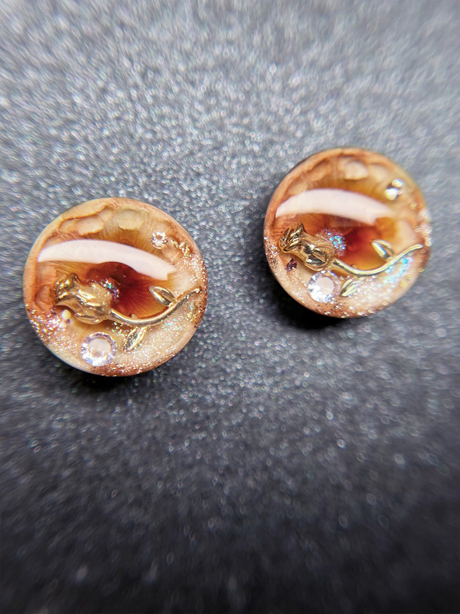 Handmade Blythe Eyechips, Golden-brown Tone, Rose