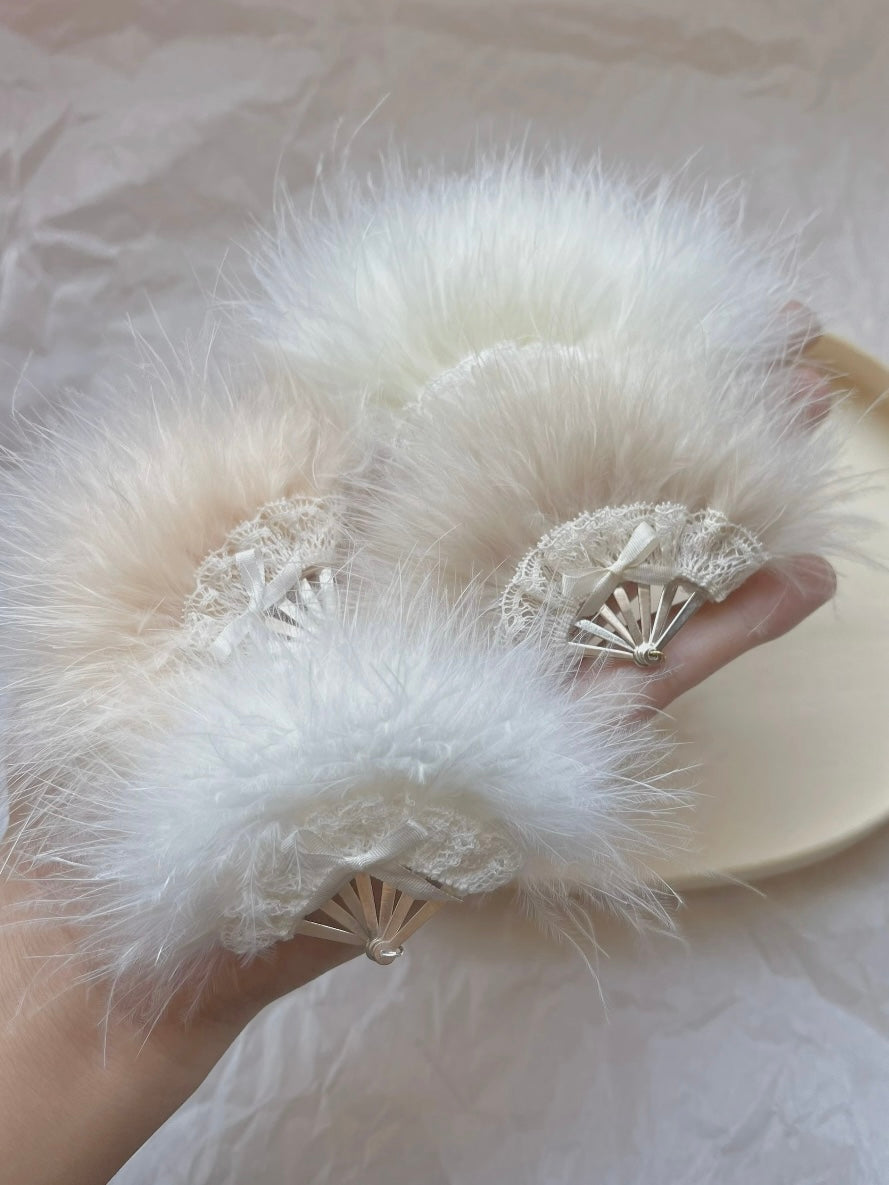 Vintage Fluffy Fan - Handmade Doll Miniature - ToastDoll