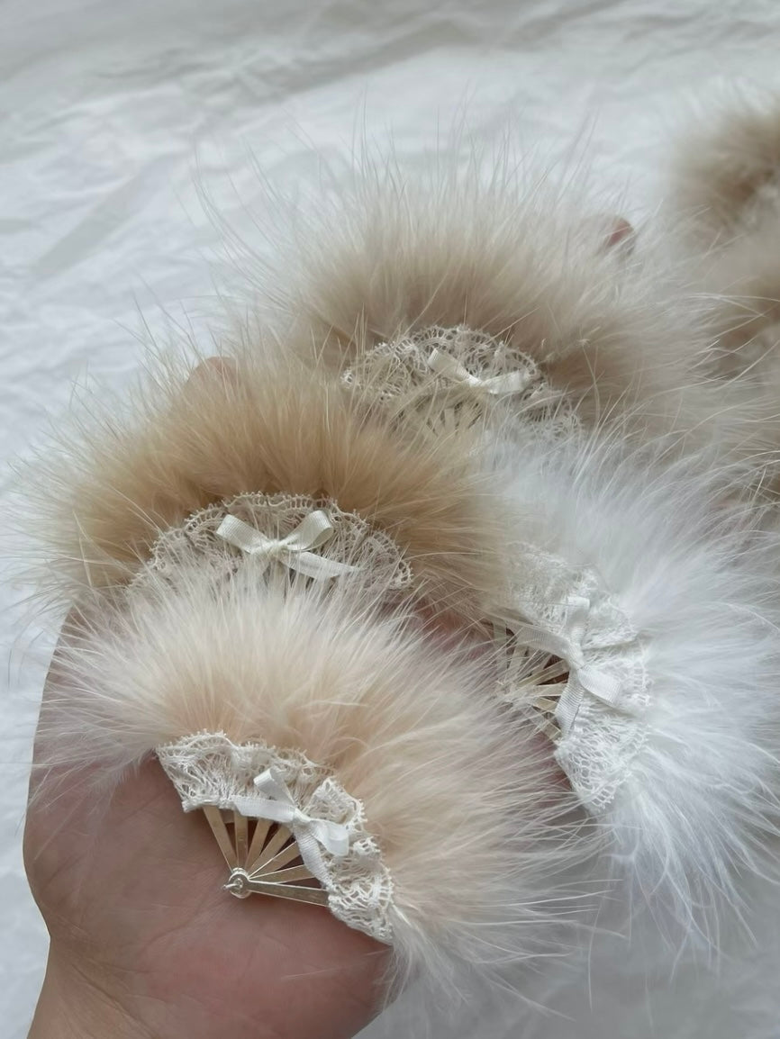 Vintage Fluffy Fan - Handmade Doll Miniature - ToastDoll