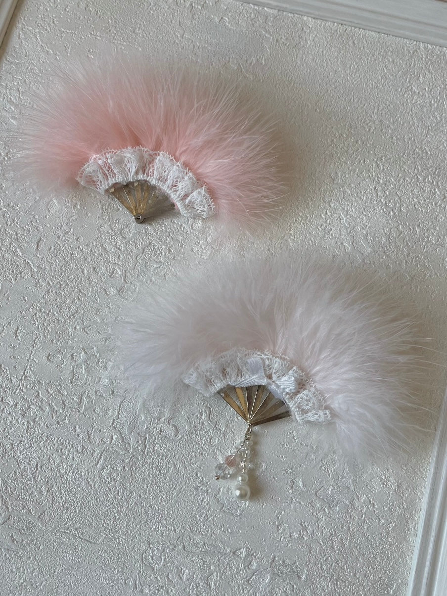 Vintage Fluffy Fan - Handmade Doll Miniature - ToastDoll