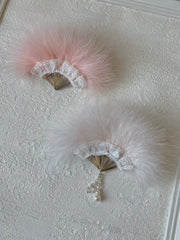 Vintage Fluffy Fan - Handmade Doll Miniature - ToastDoll