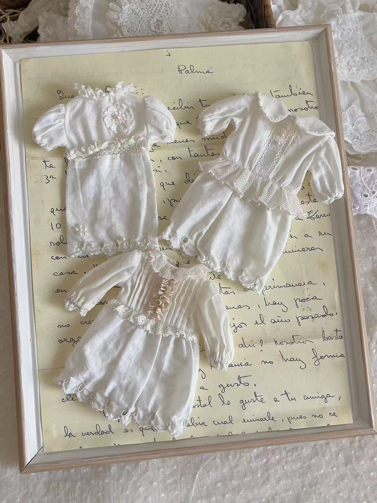 White Lace Trim Blythe BJD Dress - Handmade Doll Clothes - ToastDoll