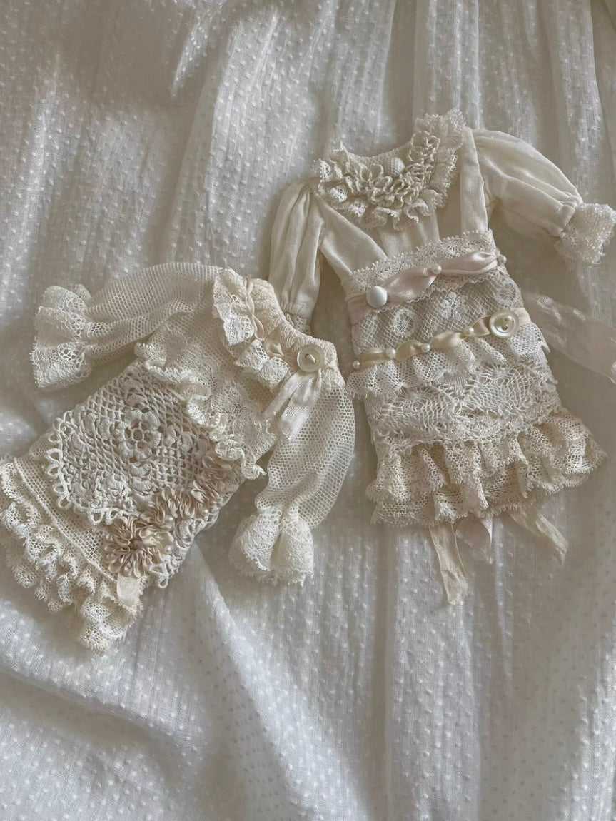 White Vintage Precious Blythe BJD Dress- Handmade Doll Clothes - ToastDoll