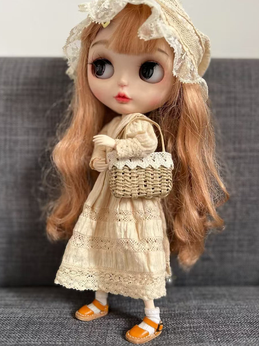 Handmade Shoes for Blythe,  Solid Color Summer Leather Shoes