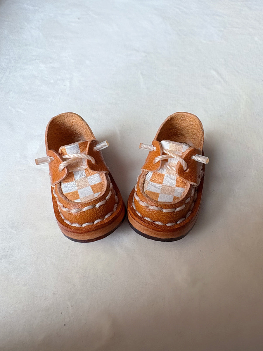Handmade Shoes for Blythe/Obitsu,  Checkboard Leather Shoes