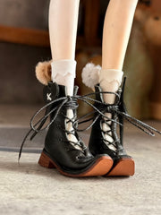 Black Vintage Upturned Toe Strap Blythe Boots | ToastDoll