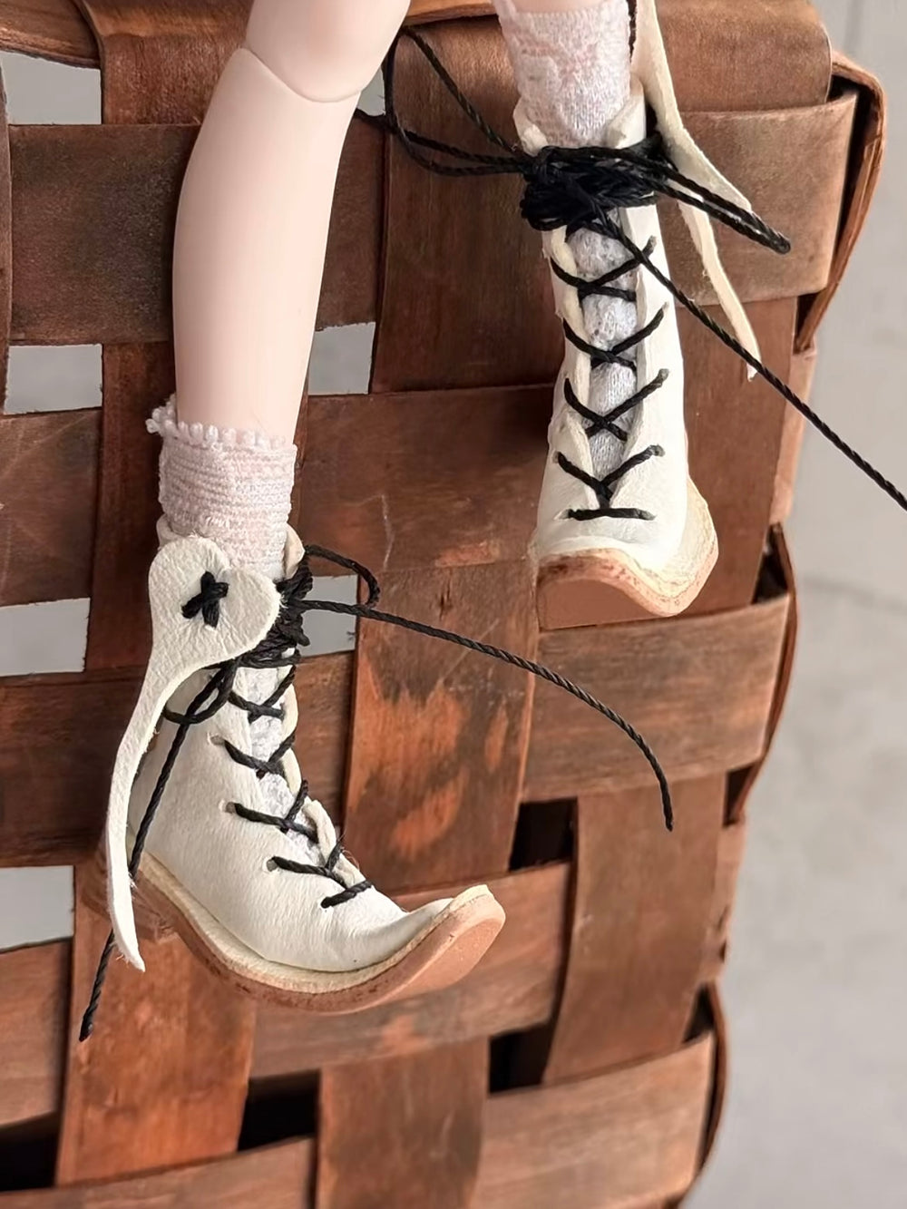 White Vintage Upturned Toe Strap Blythe Boots | ToastDoll