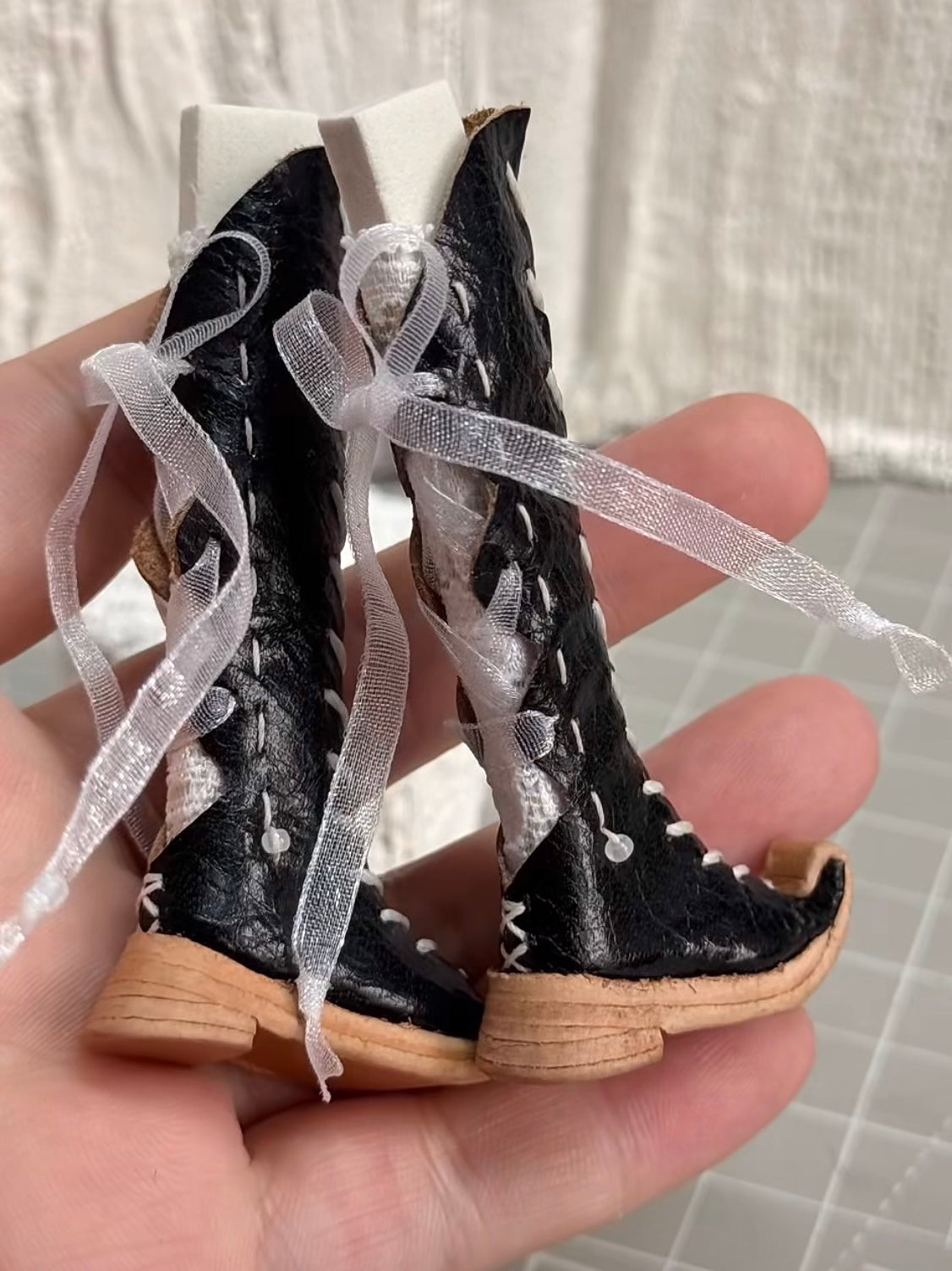 Vintage Knee High Strap Blythe Boots - Handmade Doll Shoes - ToastDoll