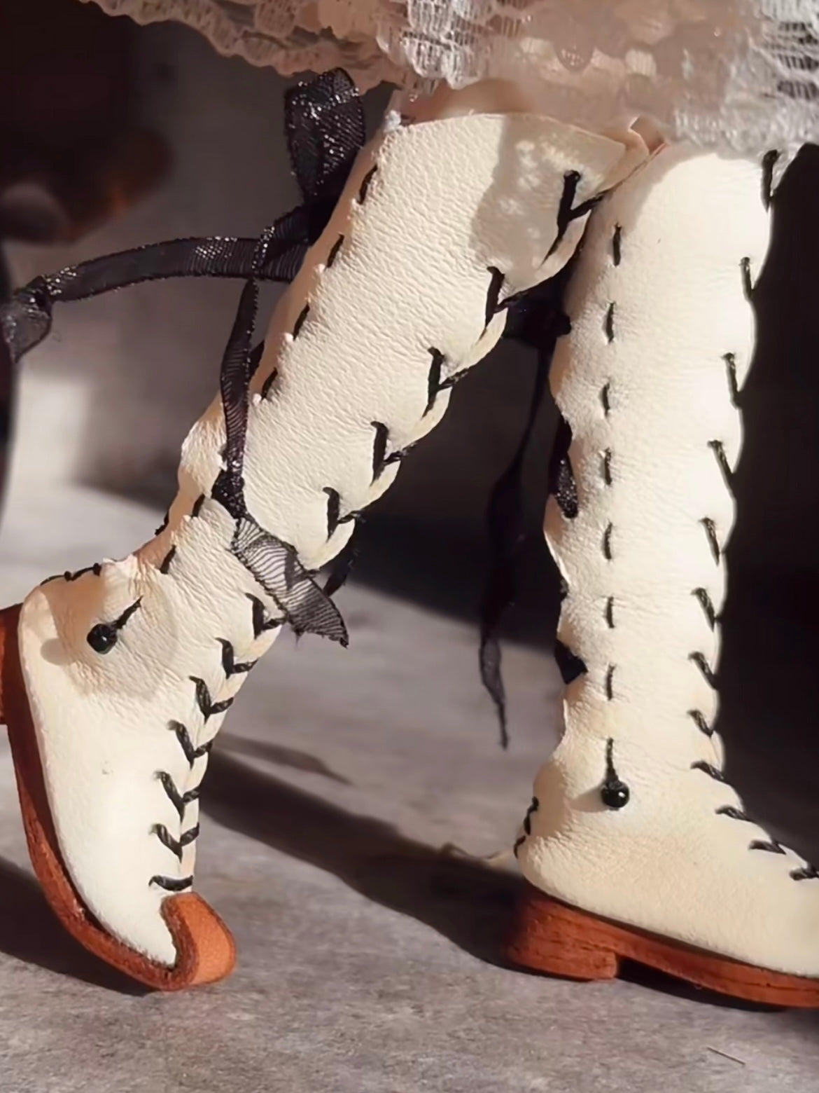 Vintage Knee High Strap Blythe Boots - Handmade Doll Shoes - ToastDoll