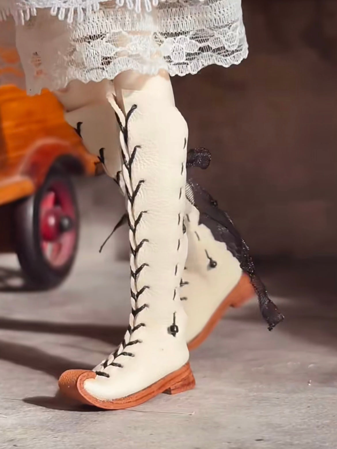 Vintage Knee High Strap Blythe Boots - Handmade Doll Shoes - ToastDoll