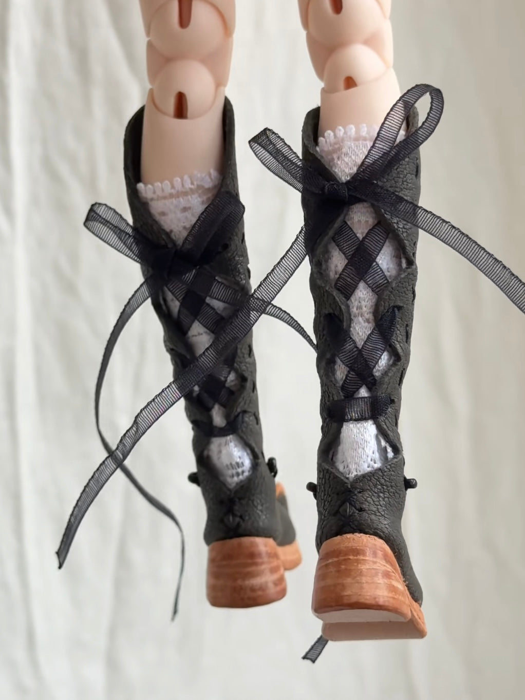 Vintage Knee High Strap Blythe Boots - Handmade Doll Shoes - ToastDoll