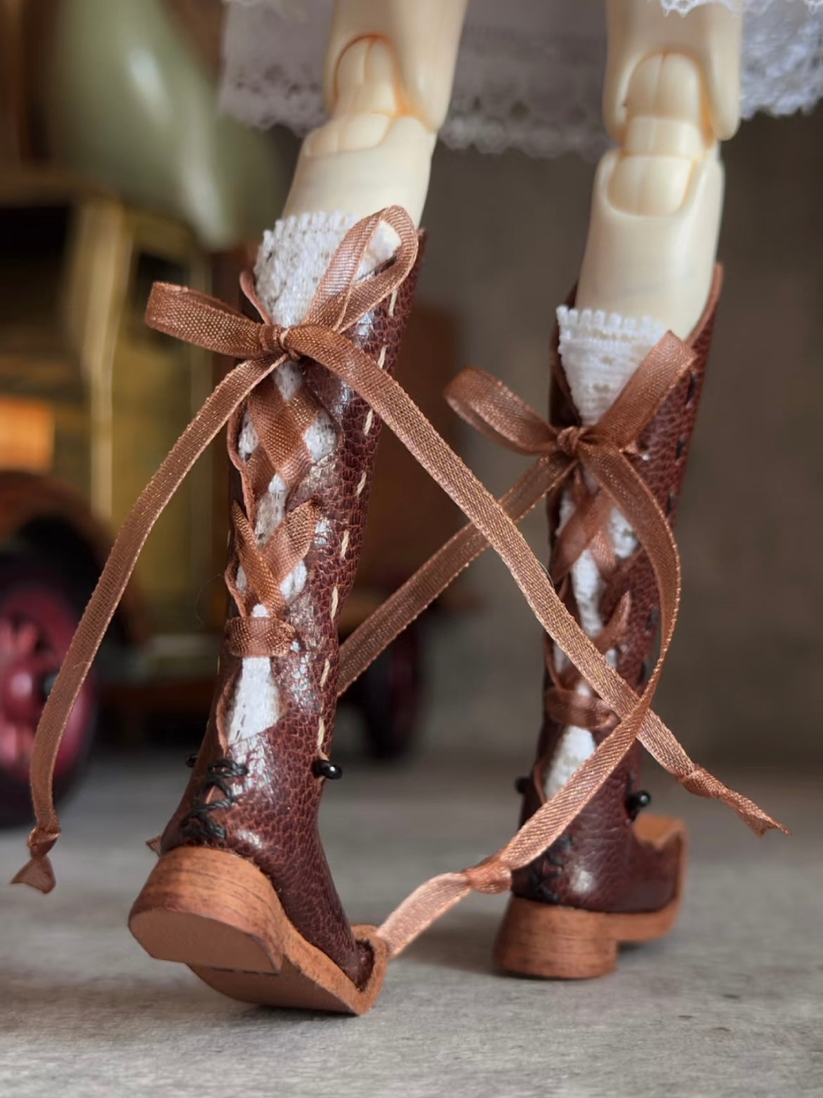 Vintage Knee High Strap Blythe Boots - Handmade Doll Shoes - ToastDoll
