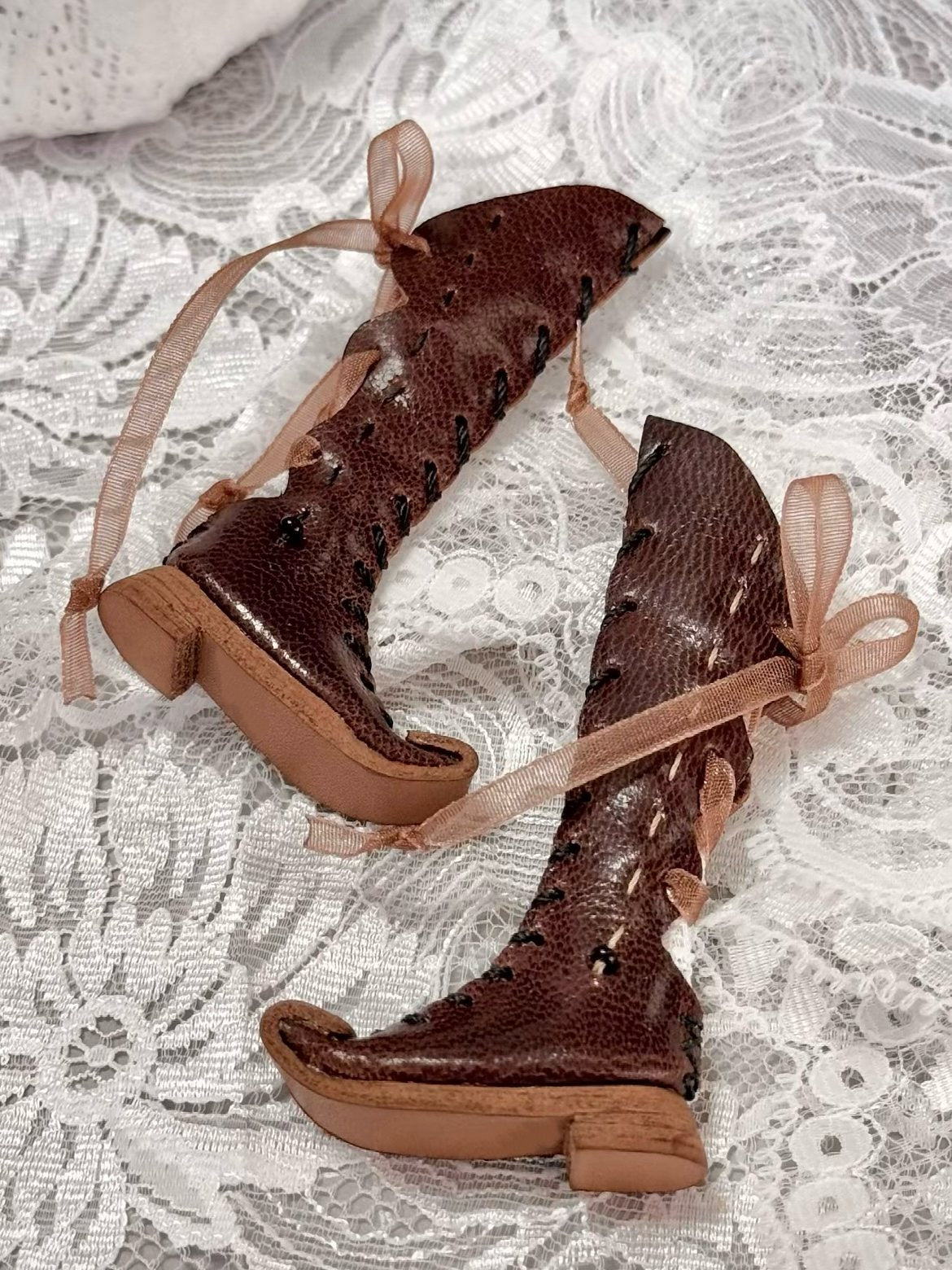 Vintage Knee High Strap Blythe Boots - Handmade Doll Shoes - ToastDoll