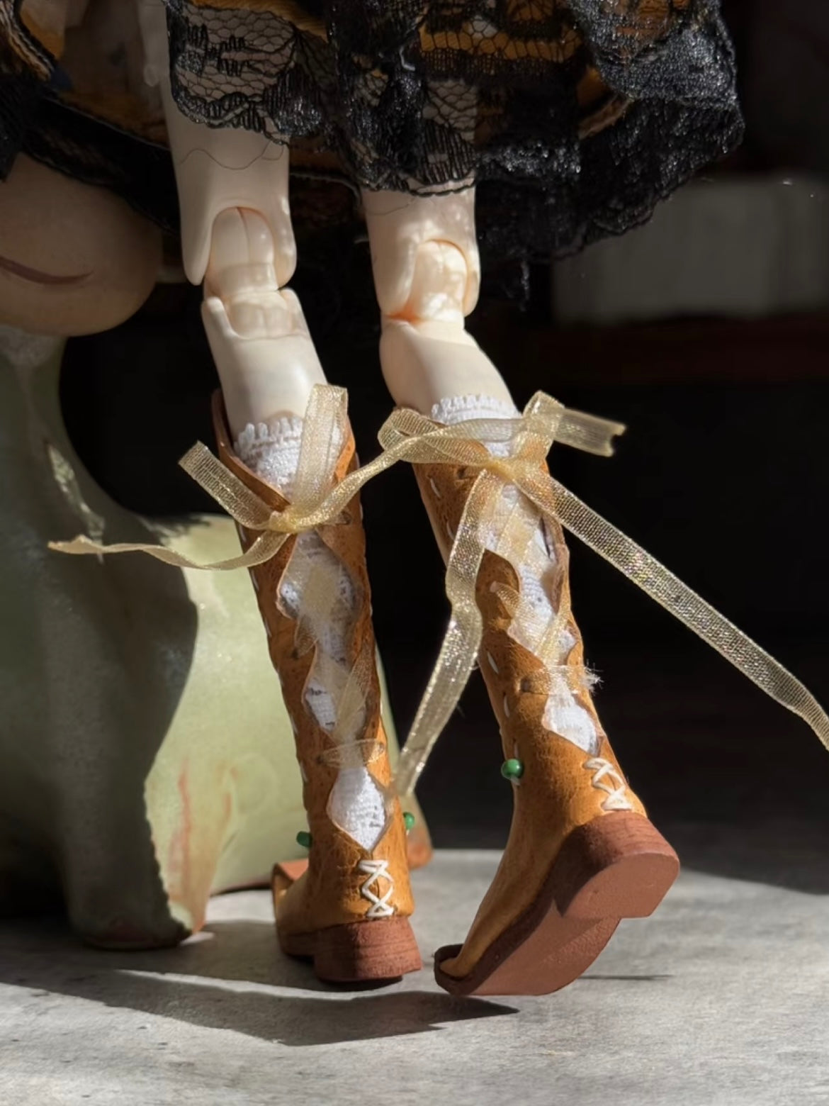 Vintage Knee High Strap Blythe Boots - Handmade Doll Shoes - ToastDoll