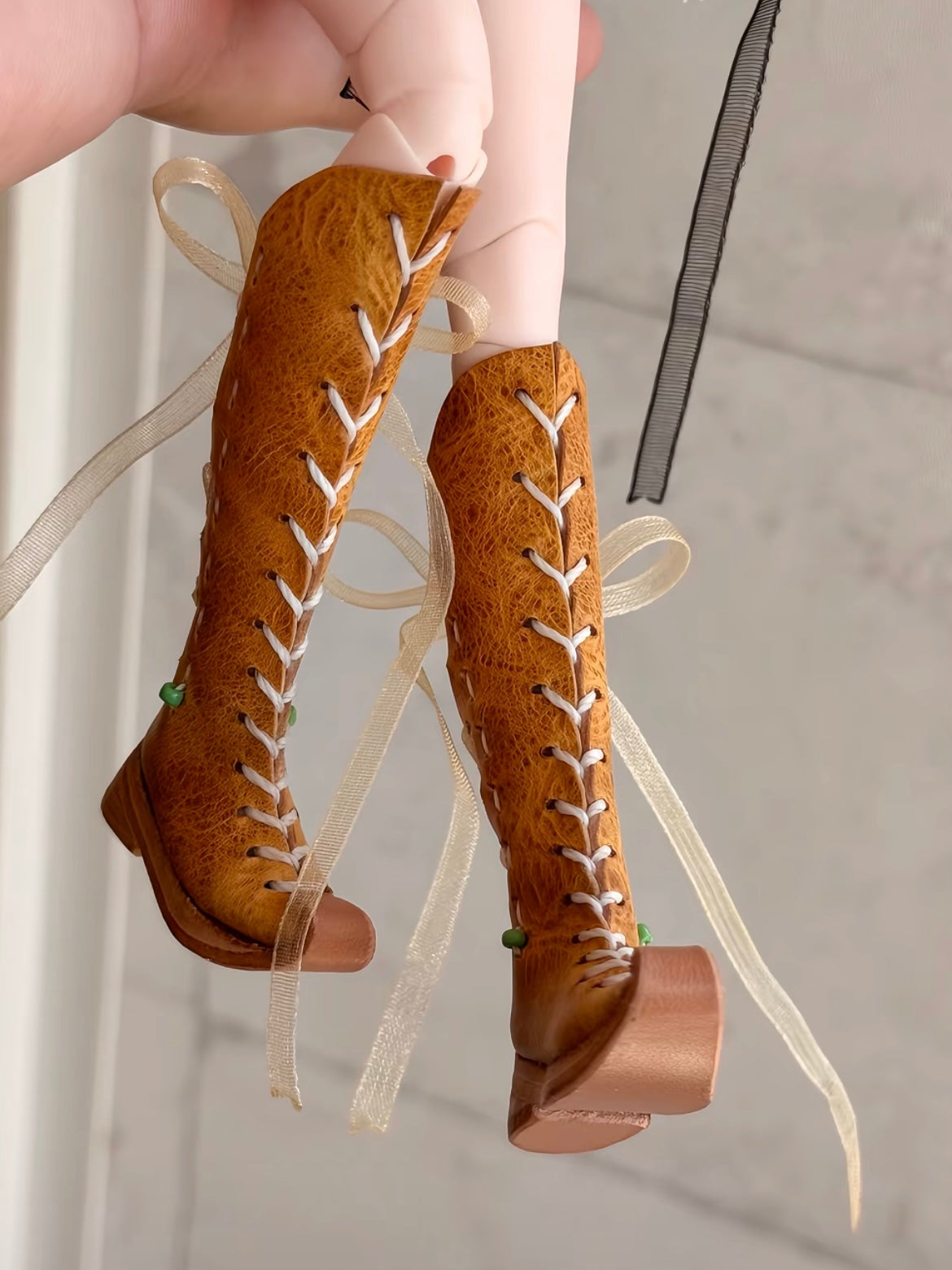 Vintage Knee High Strap Blythe Boots - Handmade Doll Shoes - ToastDoll
