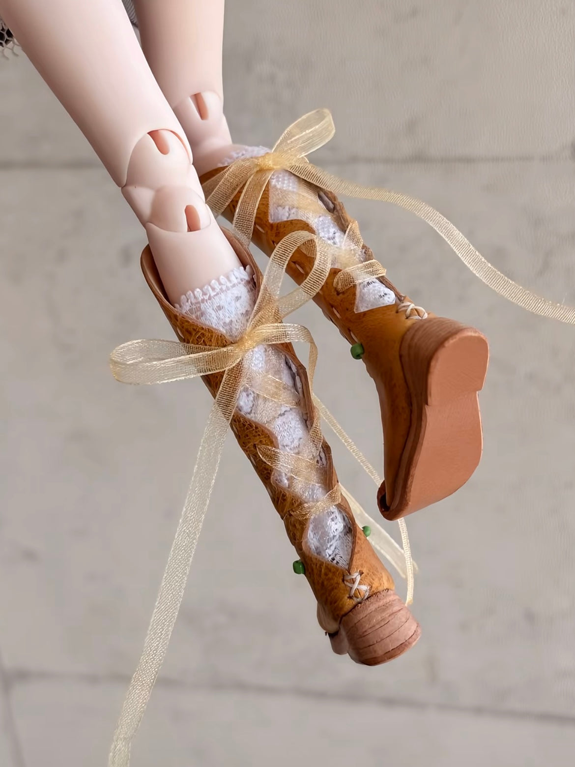 Vintage Knee High Strap Blythe Boots - Handmade Doll Shoes - ToastDoll