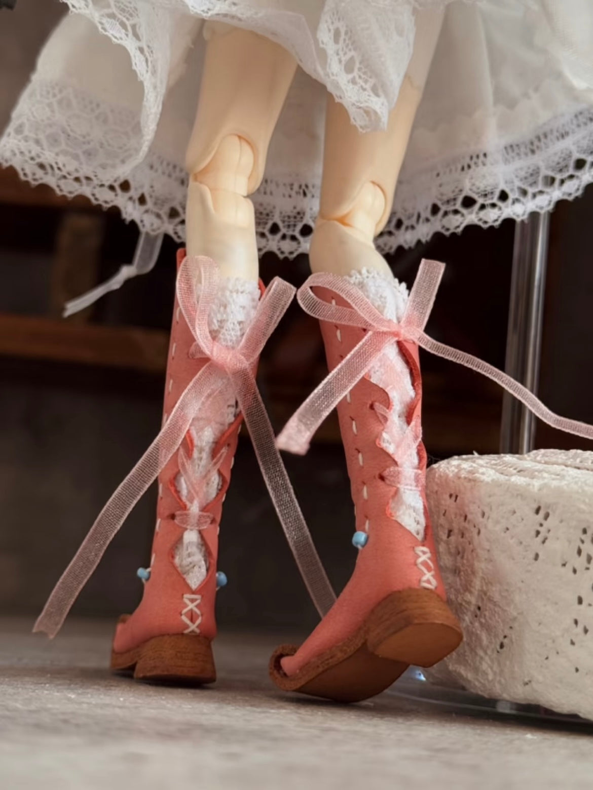 Vintage Knee High Strap Blythe Boots - Handmade Doll Shoes - ToastDoll