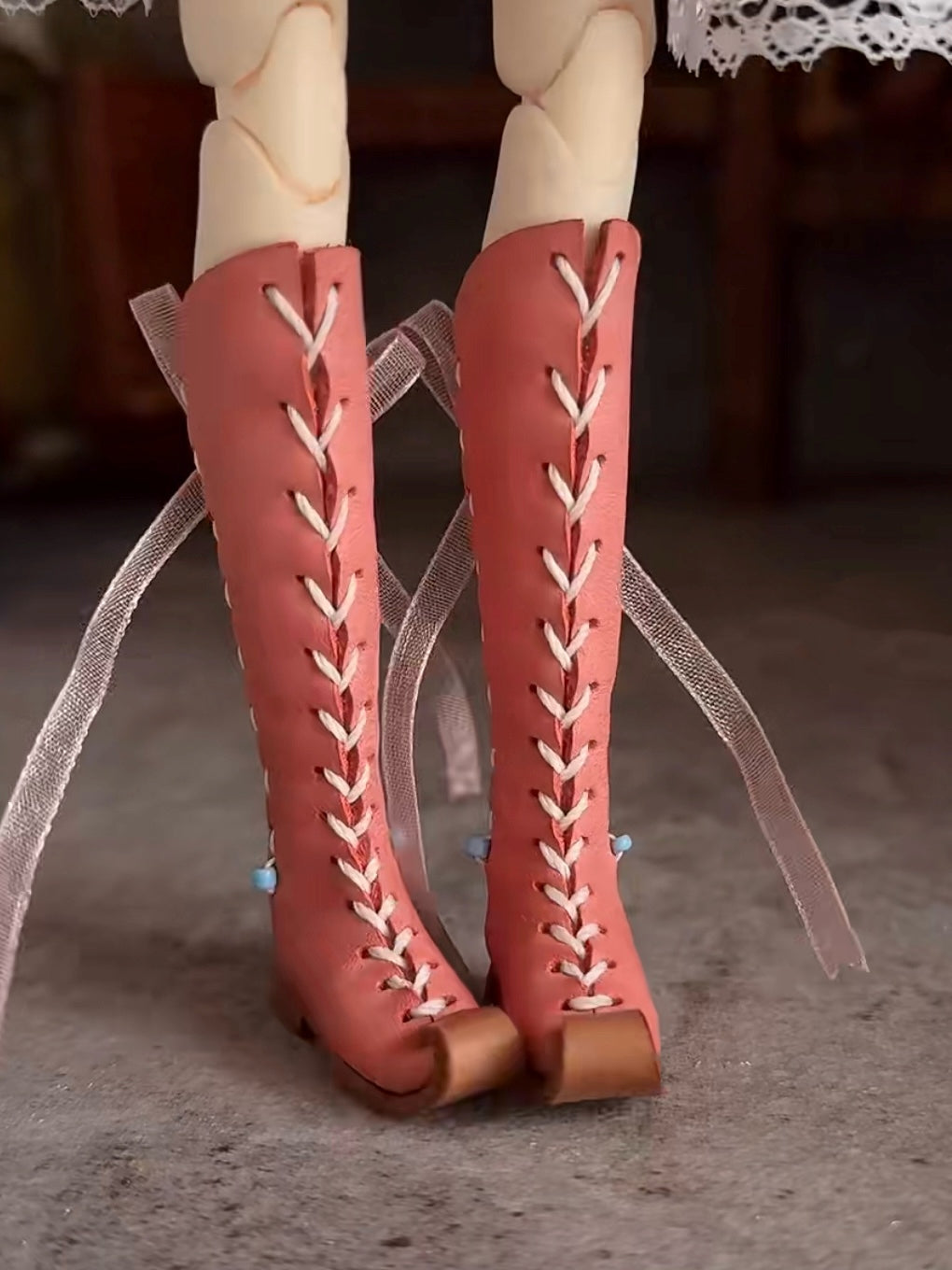 Vintage Knee High Strap Blythe Boots - Handmade Doll Shoes - ToastDoll