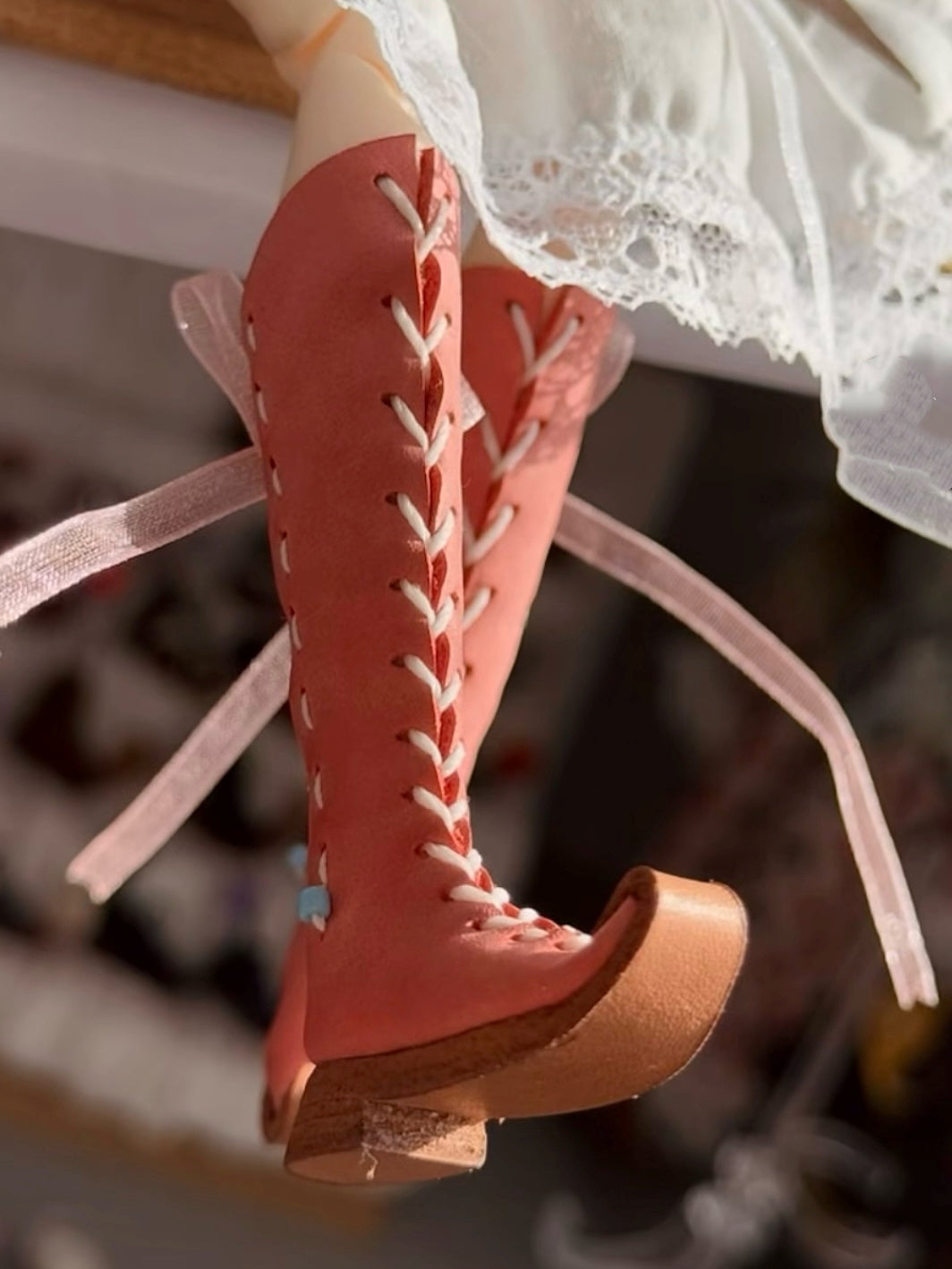 Vintage Knee High Strap Blythe Boots - Handmade Doll Shoes - ToastDoll