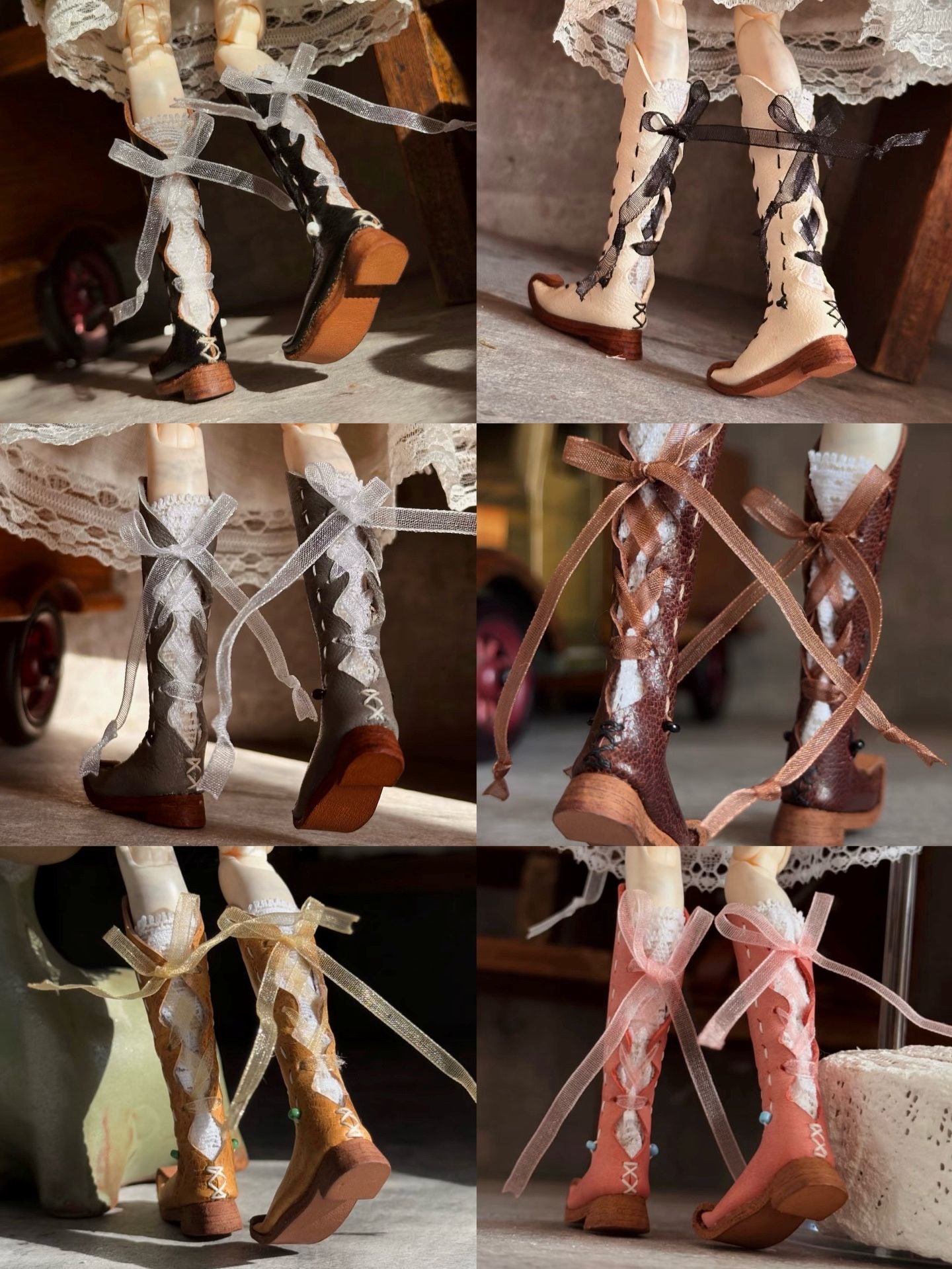 Vintage Knee High Strap Blythe Boots - Handmade Doll Shoes - ToastDoll