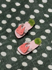Pink Bunny Leather Blythe Slippers - Handmade Doll Shoes - ToastDoll