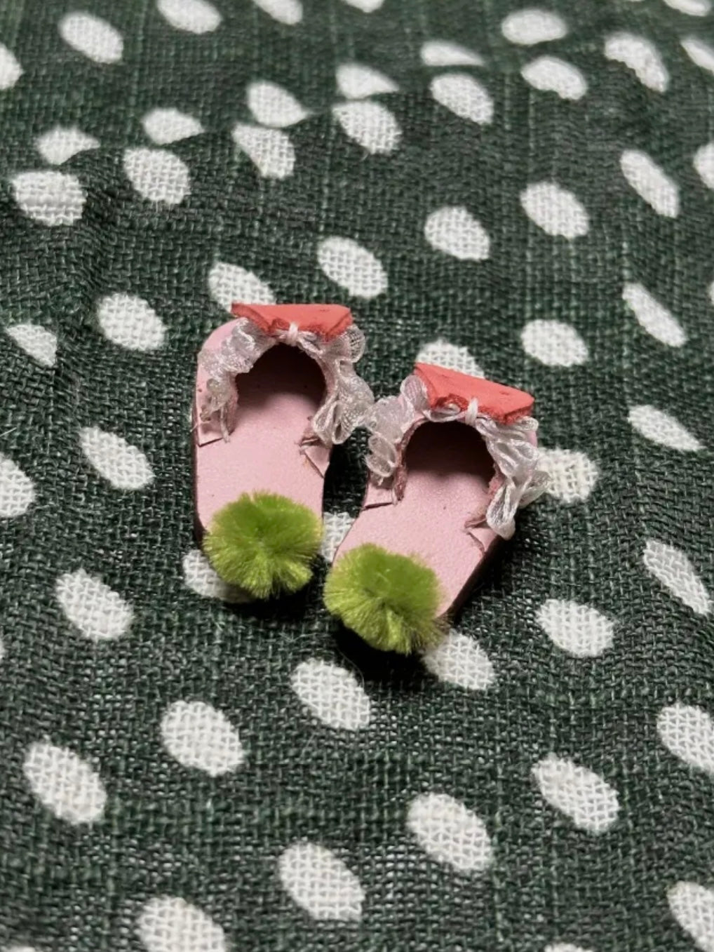Pink Bunny Leather Blythe Slippers - Handmade Doll Shoes - ToastDoll
