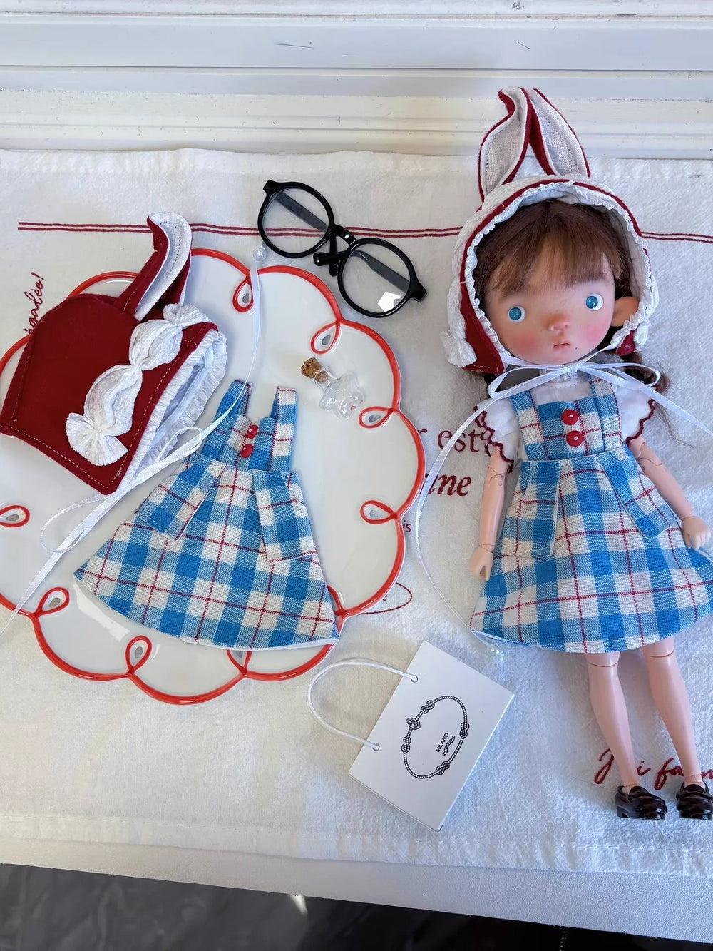 Bunny Plaid Blythe 1/6 BJD Blue Set | ToastDoll