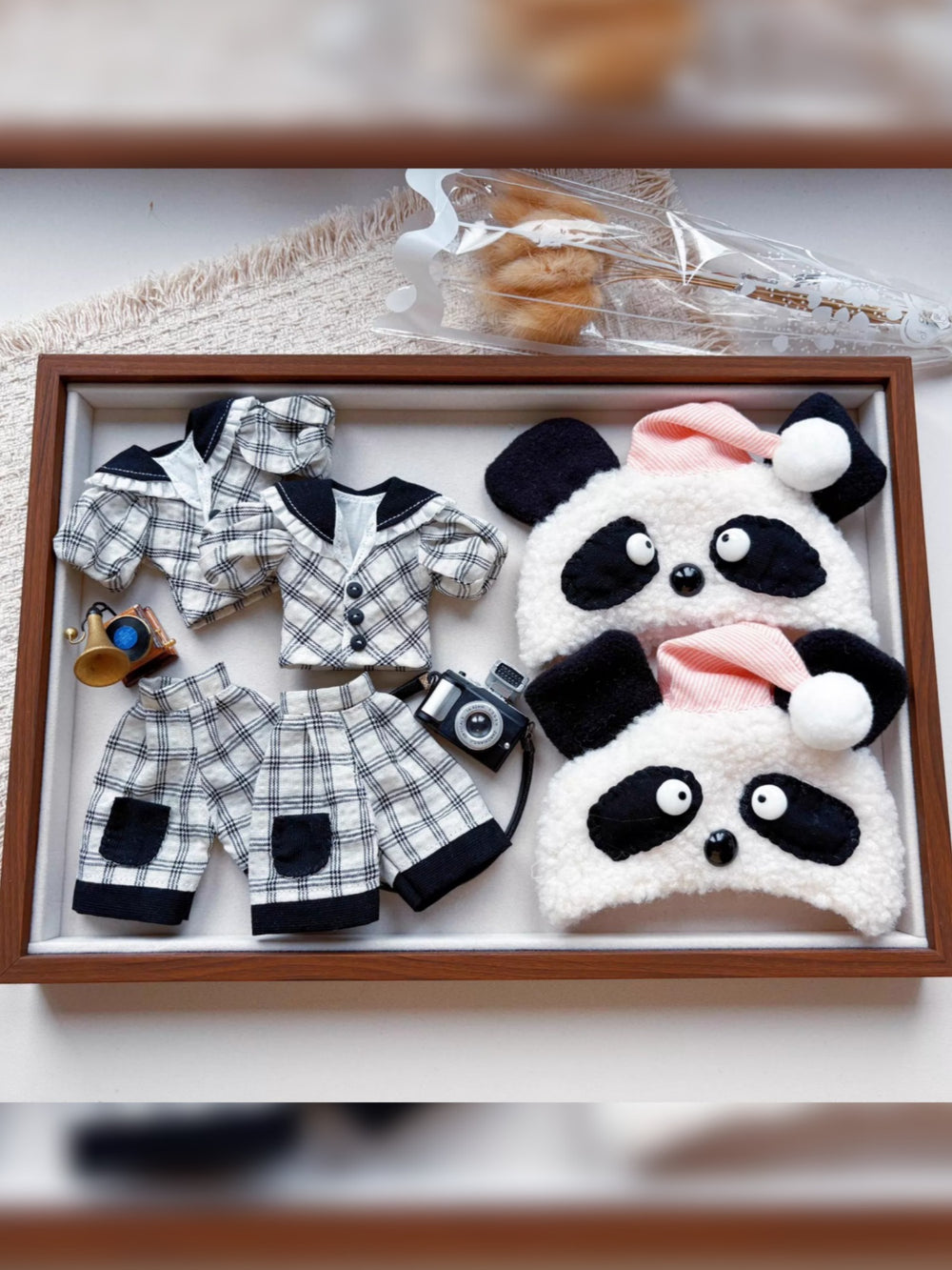 Panda Plaid Blythe Set Flat Lay | ToastDoll