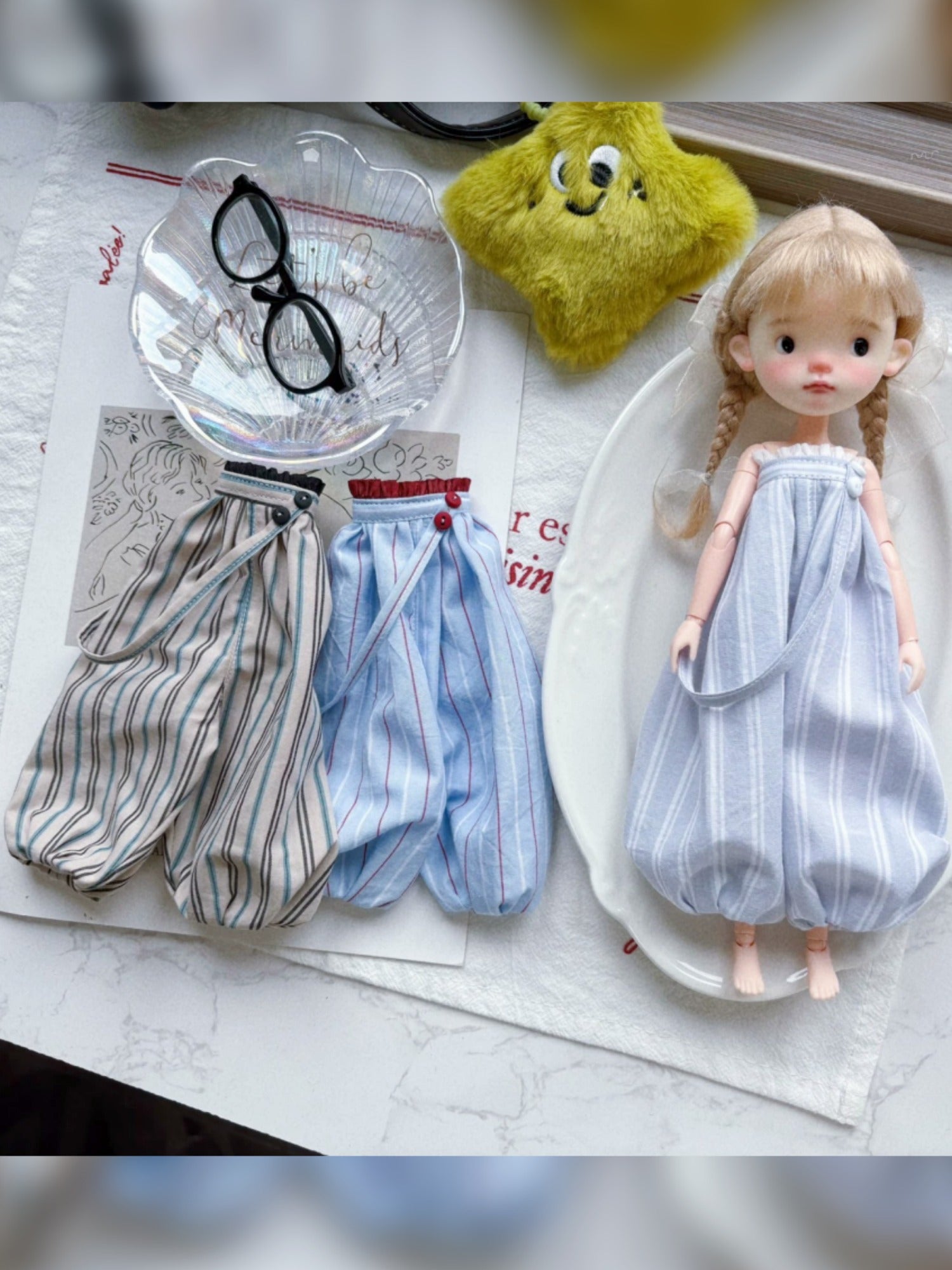 Bloomer Romper Blythe 1/6 BJD Set Flat Lay | ToastDoll
