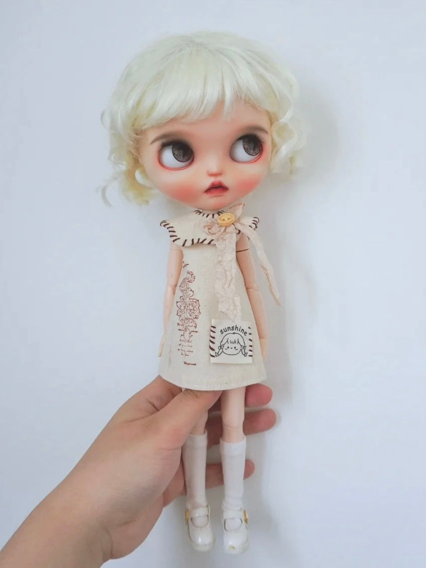 Vintage Button Dress Blythe 1/6 BJD Outfit | ToastDoll