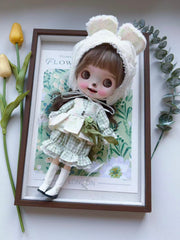 Green Plaid Bunny Blythe Outfit - Handmade Doll Clothes - ToastDoll
