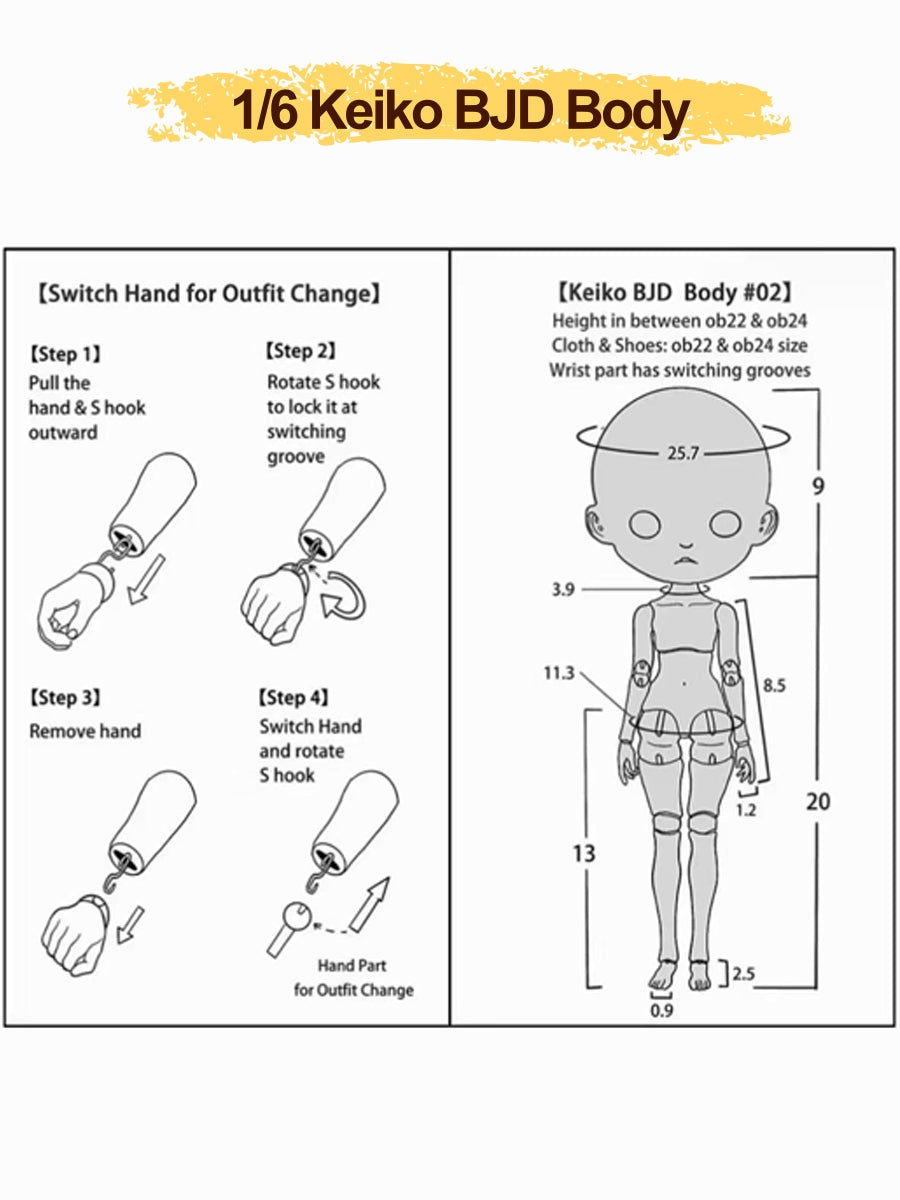 OOAK Custom 1/6 BJD Doll For Adoption, Keiko Body