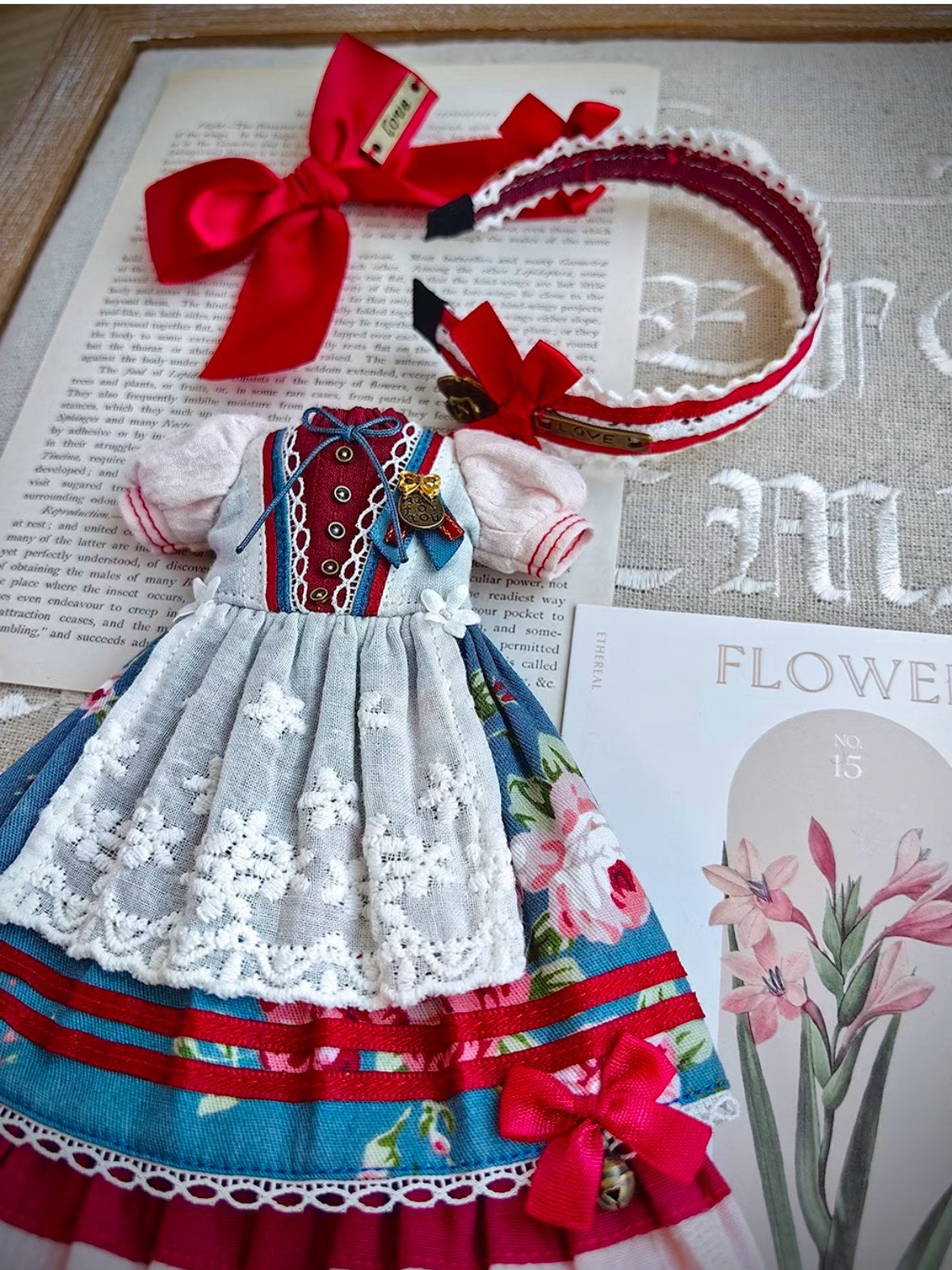 Red Blue Rustic Blythe Dress Set Detail | ToastDoll