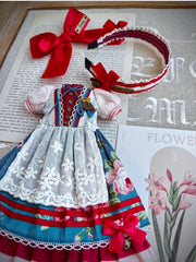 Red Blue Rustic Blythe Dress Set Detail | ToastDoll