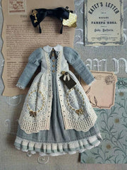 Soft Blue Rustic Blythe BJD Set - Handmade Doll Clothes - ToastDoll