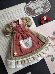 Red Green Rustic Blythe BJD Set Flat Lay | ToastDoll
