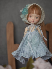 Handmade Outfit for 1/6 BJD/Blythe/Obitsu, Floral Sundress Headscarf Set