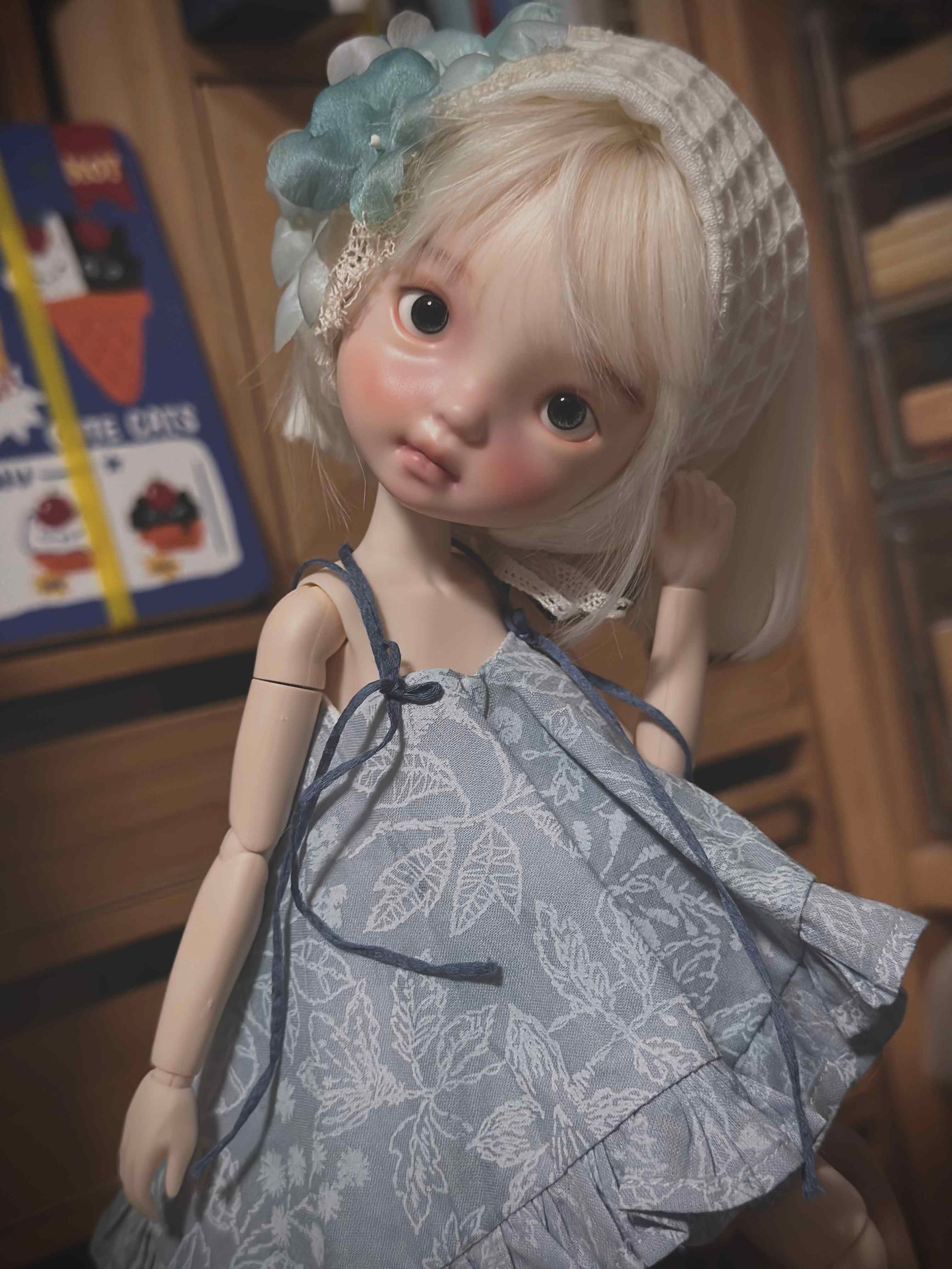 Handmade Outfit for 1/6 BJD/Blythe/Obitsu, Floral Sundress Headscarf Set