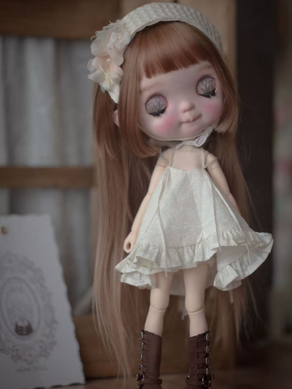 Handmade Outfit for Blythe/Obitsu, Floral Sundress Headscarf Set