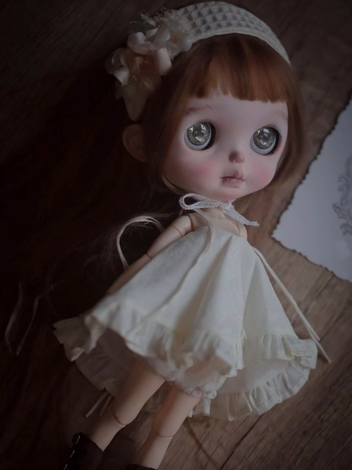Handmade Outfit for Blythe/Obitsu, Floral Sundress Headscarf Set